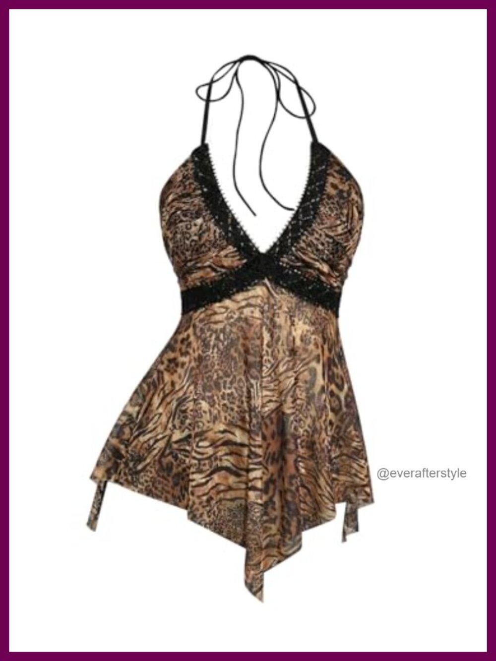 Y2k Cheetah Print Halter Top Leopard Flowy Backless Cami